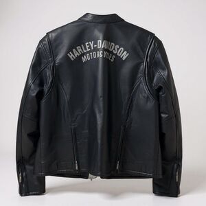 Harley Davidson Women’s Black Leather Motorcycle Jacket Logo Back Size 1W